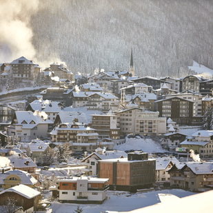 View of the village Ischgl in winter