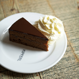 Sacher cake with whipped cream