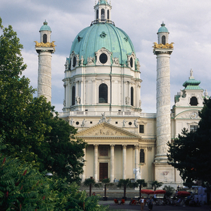 Karlskirche in Vienna at the Karlsplatz